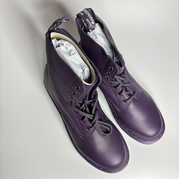 Dr. Martens 1460 Pascal Mono Virginia Leather Lace Up Boots in Blackcurrant - Picture 8 of 10